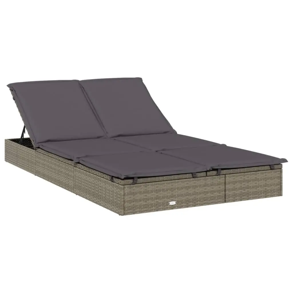 2-Person Sunbed Foldable Roof Lounger Outdoor Garden Patio Reclining Daybed Grey