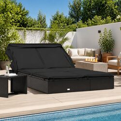 Practical 2-Person Sun Lounger with Adjustable Features