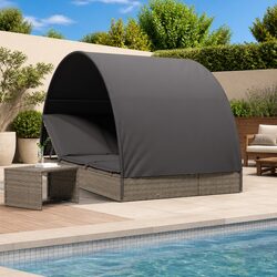 Comfortable 2-Person Sun Lounger with Roof