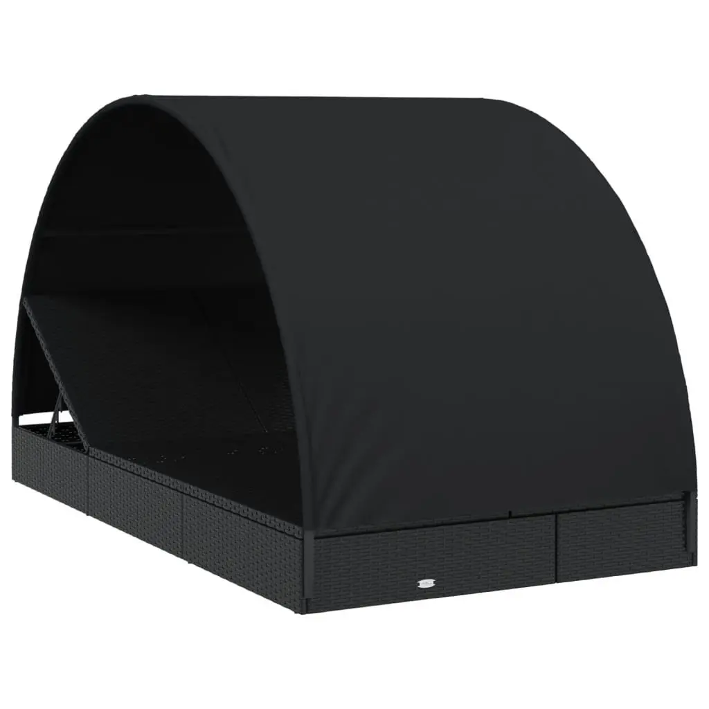 2-Person Sun Lounger Daybed Outdoor Garden Patio Recliner Black
