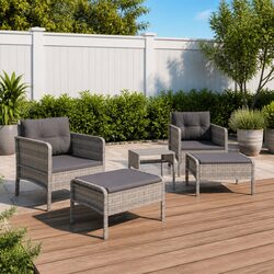 Value-Driven 5 Piece Grey Garden Lounge Set with Comfort