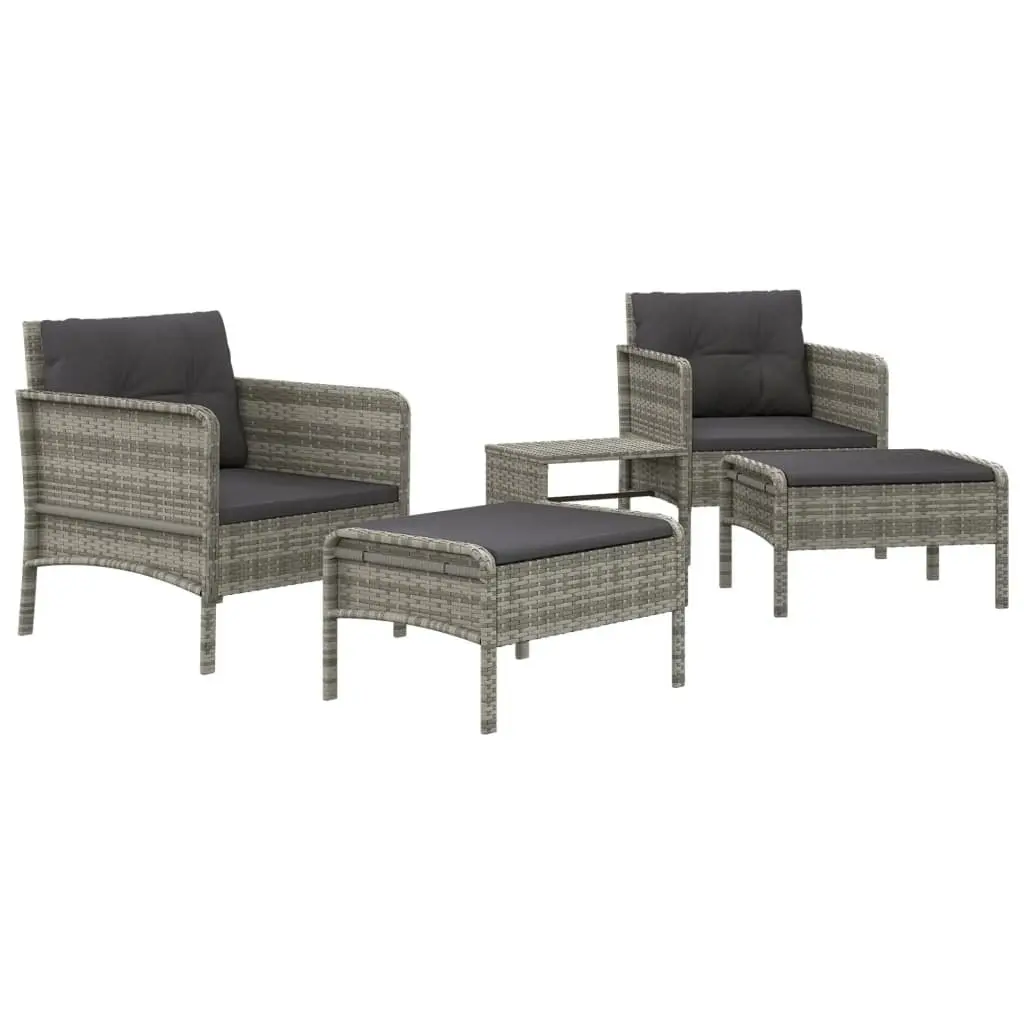 5 Piece Outdoor Patio Garden Lounge Set Grey with Cushions and Coffee Table