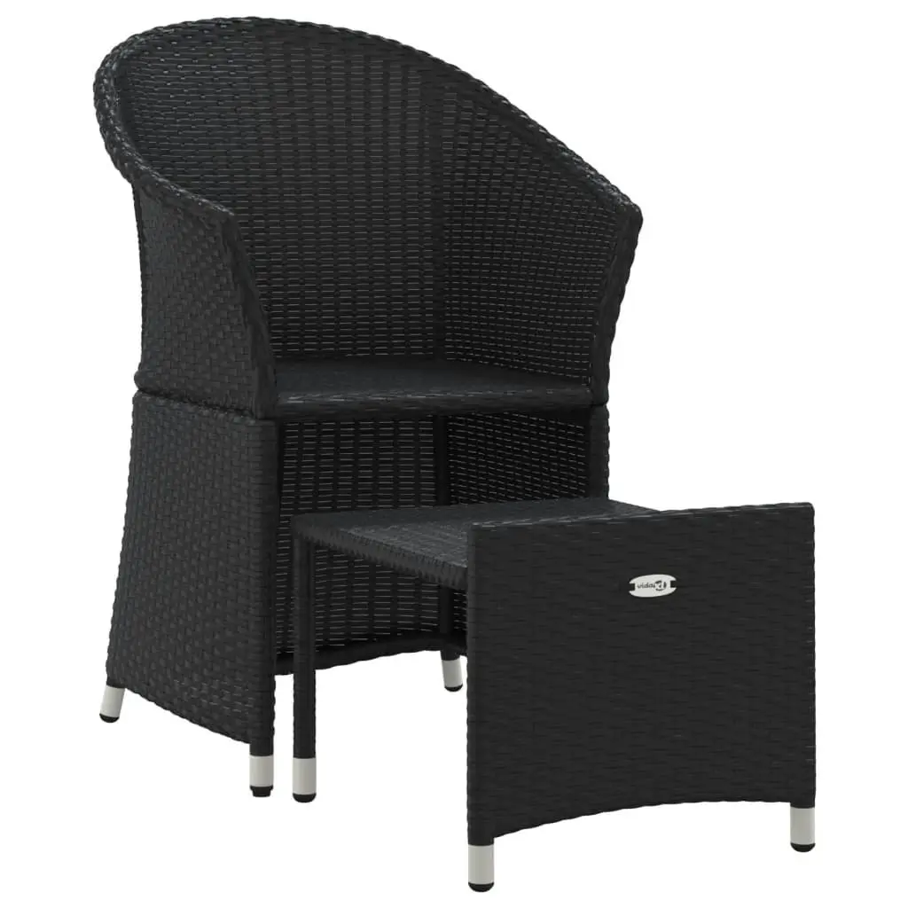 2 Piece Outdoor Garden Lounge Set with Cushions Black Poly Rattan