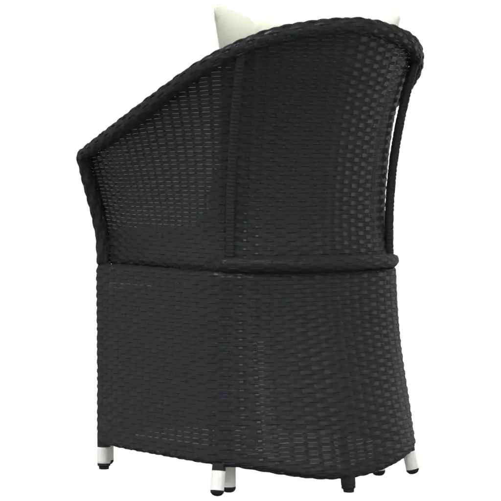 2 Piece Outdoor Garden Lounge Set with Cushions Black Poly Rattan