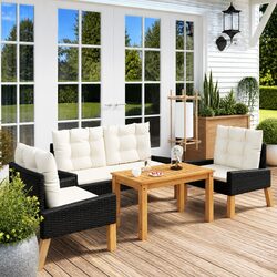 Comfortable 4-Piece Black Outdoor Furniture Set