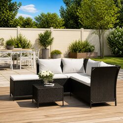 Comfortable and Practical: 4 Piece Black Lounge Set