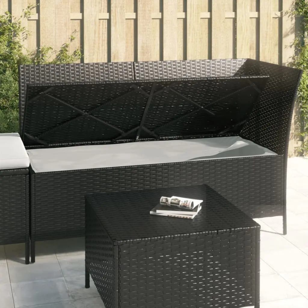 3 Piece Garden Lounge Set Cushions Black Poly Rattan Outdoor Furniture