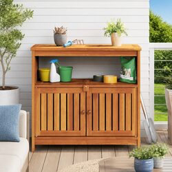 Garden Console Table 80x35x75cm Solid Acacia Wood Outdoor Storage Furniture