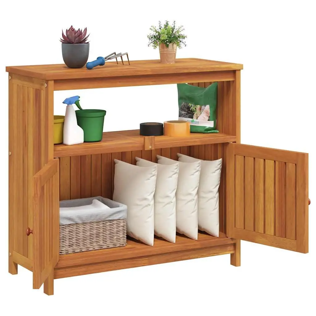 Garden Console Table Outdoor Storage 80x35x75cm Solid Acacia Wood Brown