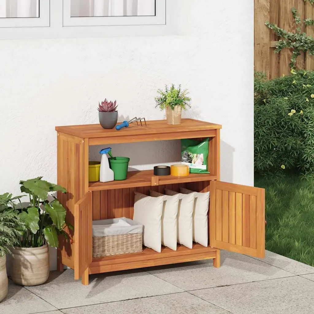 Garden Console Table Outdoor Storage 80x35x75cm Solid Acacia Wood Brown