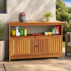 Garden Console Table 110x35x75cm Outdoor Storage Furniture Solid Wood Acacia