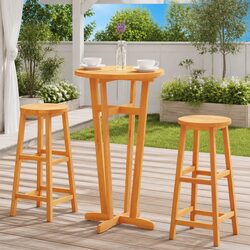 Garden Bar Table Ø60x105cm Outdoor Bistro High Top Cocktail Furniture Brown