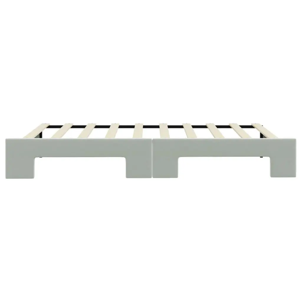 Daybed with Trundle Sofa Bed Frame Grey 90x190 cm Wood Metal Velvet Modern