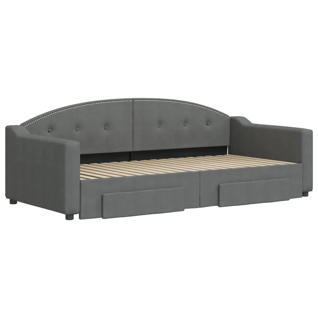 Daybed with Trundle and Storage Drawers Sofa Bed Grey 90x190 cm Guest Furniture