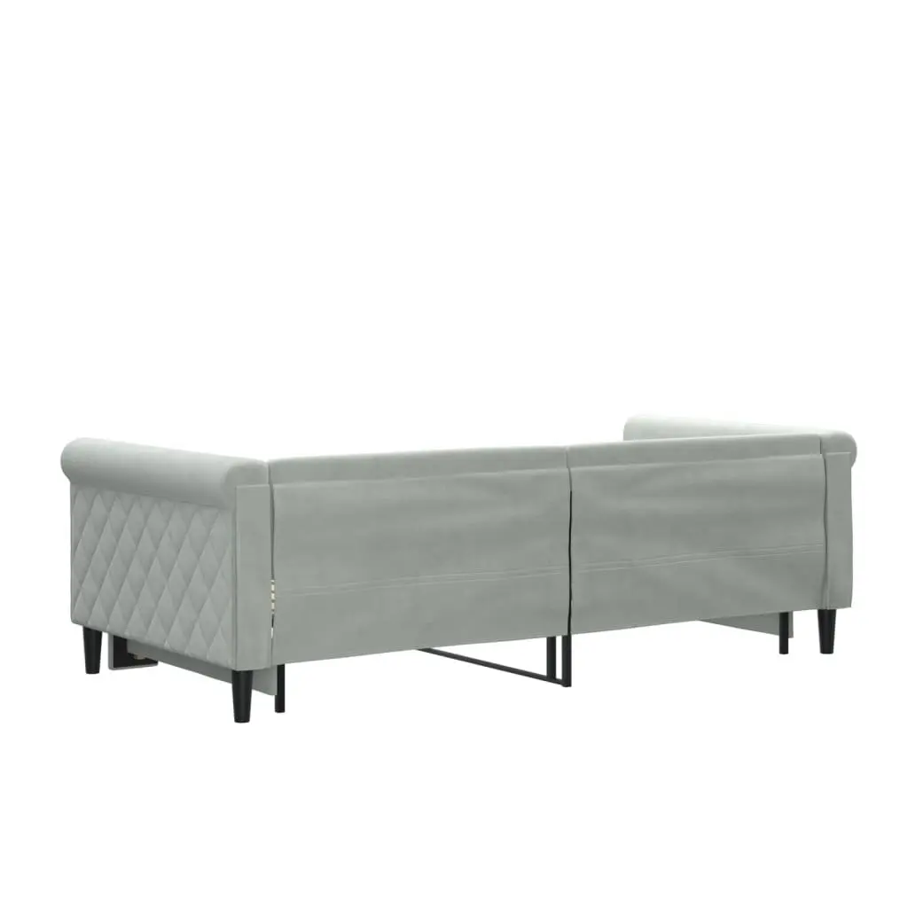 Daybed with Trundle Sofa Bed Grey 90x190cm Modern Design Wood Metal Frame