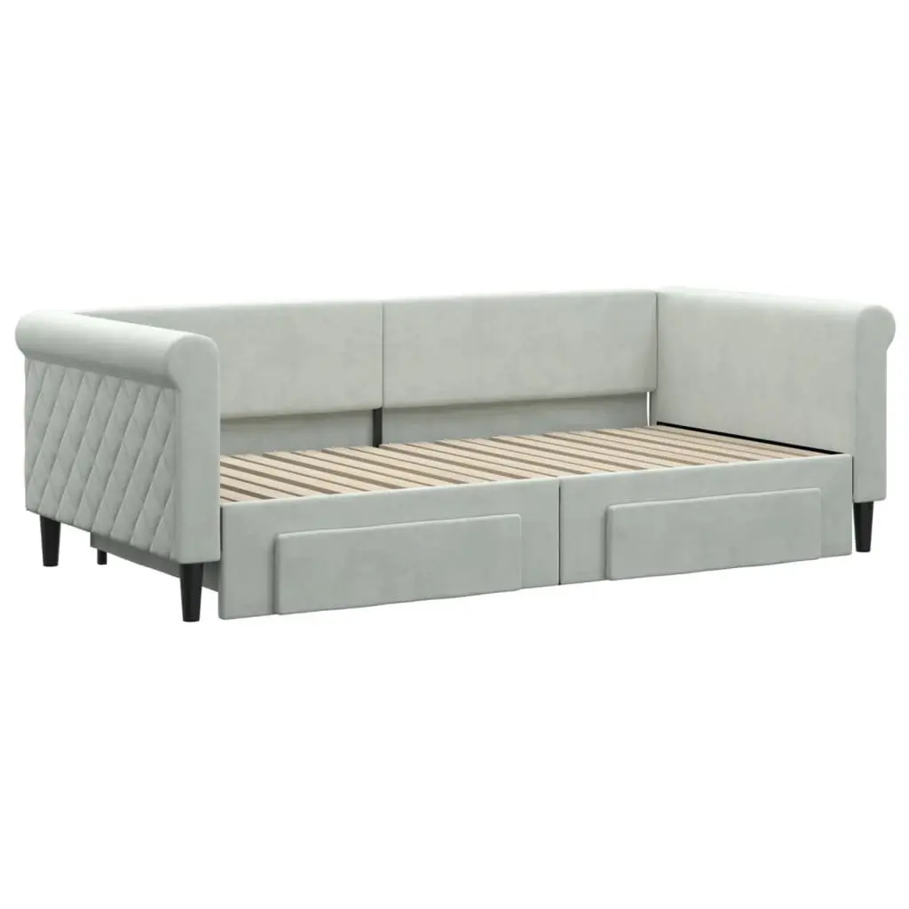 Daybed Sofa Bed Frame with Trundle and Storage Drawers 90x190 cm Grey