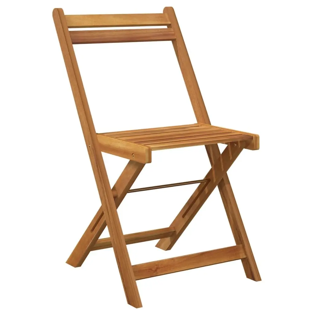 3 Piece Folding Bistro Set Outdoor Dining Furniture Solid Acacia Wood Brown