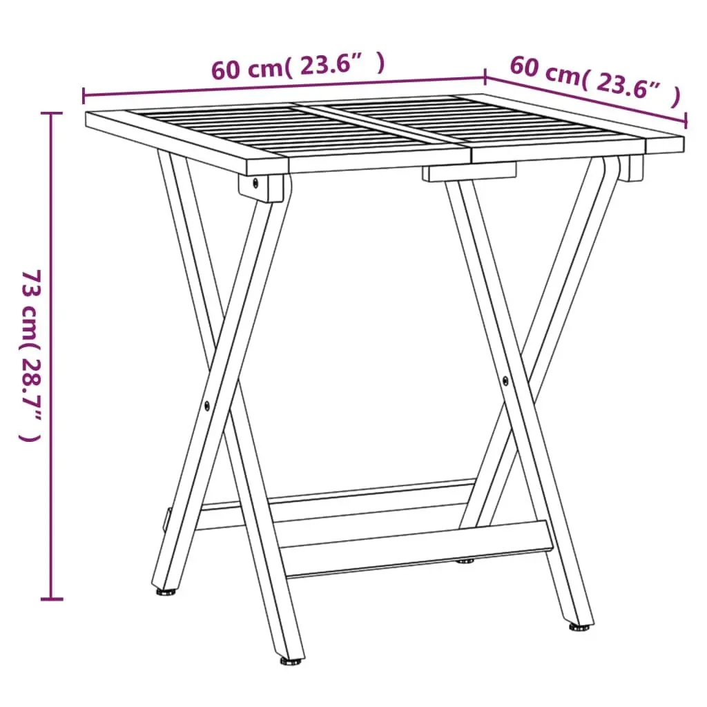 3 Piece Folding Bistro Set Garden Dining Furniture Solid Wood Acacia with