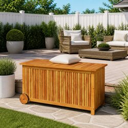 Warm and Reliable Garden Storage Box with Wheels 113x50x58cm