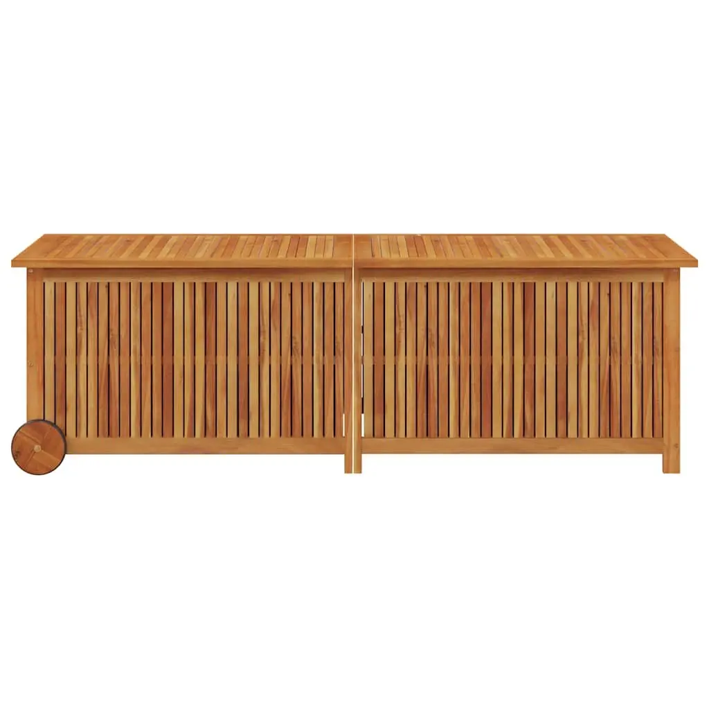 Garden Storage Box with Wheels Brown Solid Wood Outdoor Furniture 150x50x58cm