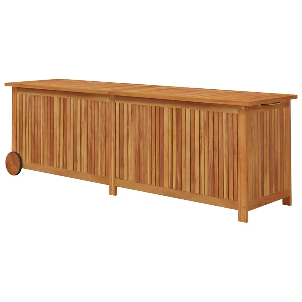 Garden Storage Box with Wheels Brown Solid Wood Outdoor Furniture 150x50x58cm
