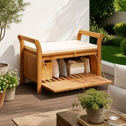 Reliable 91cm Garden Storage Bench with Comfort Features