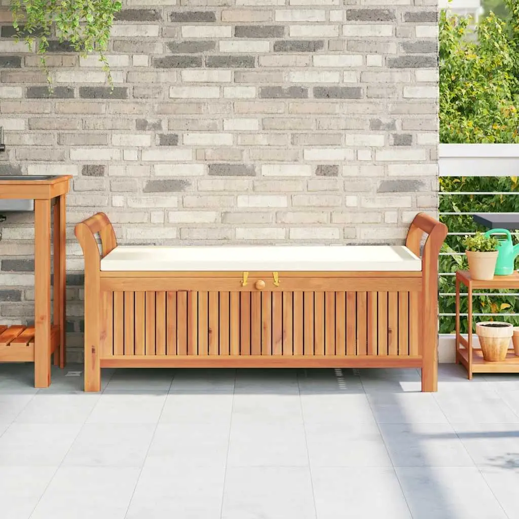126cm Wooden Garden Bench with Storage and Cushion