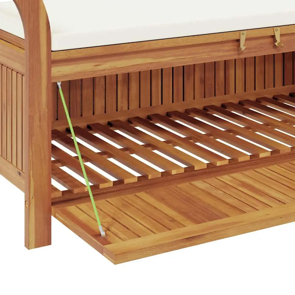 126cm Wooden Garden Bench with Storage and Cushion