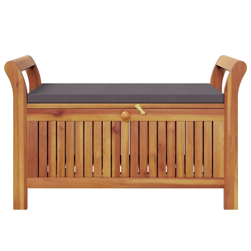 Garden Storage Bench 91cm Outdoor Seating with Cushion Solid Wood Brown