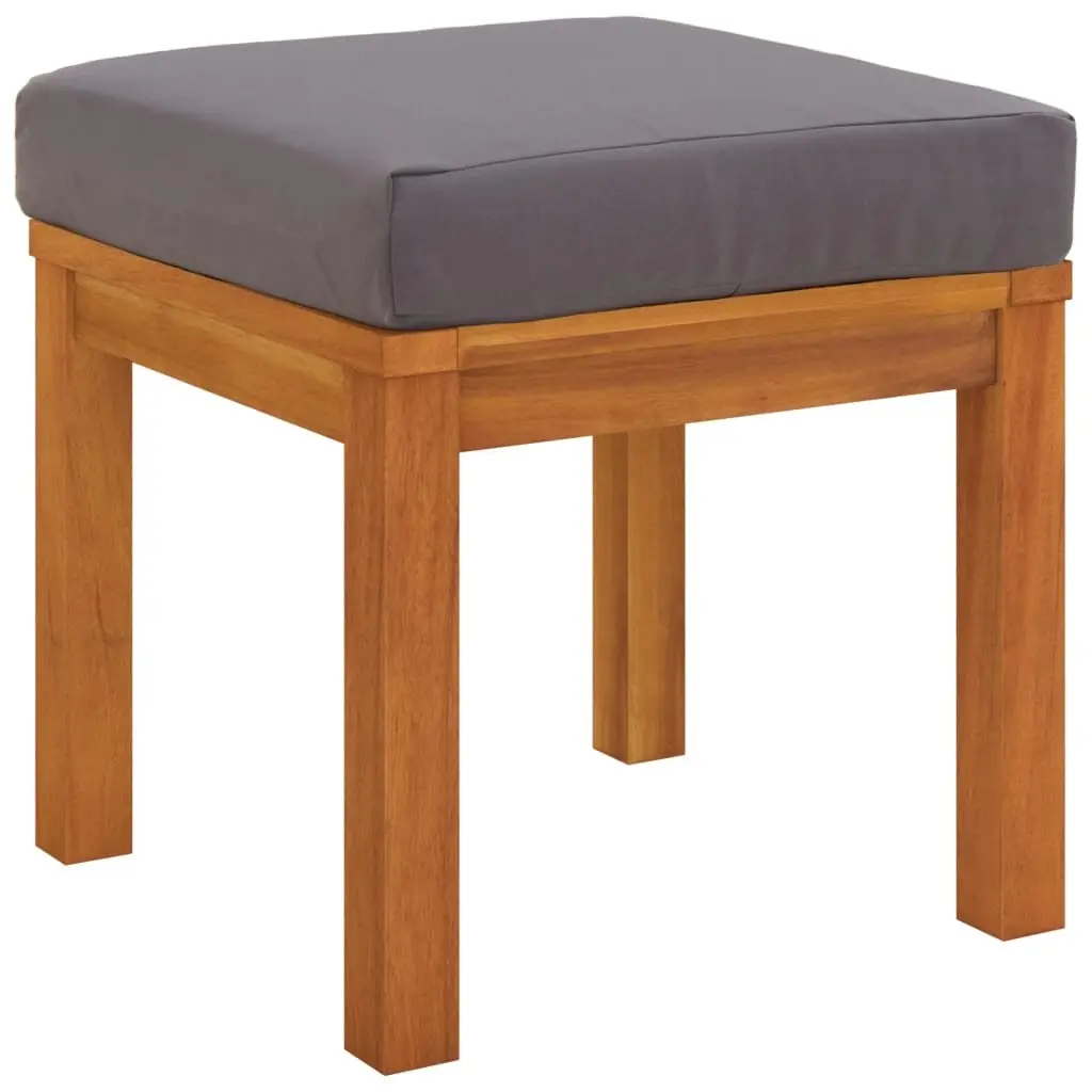 Garden Stools with Cushions 2 pcs Outdoor Foot Rests Solid Wood Acacia Grey