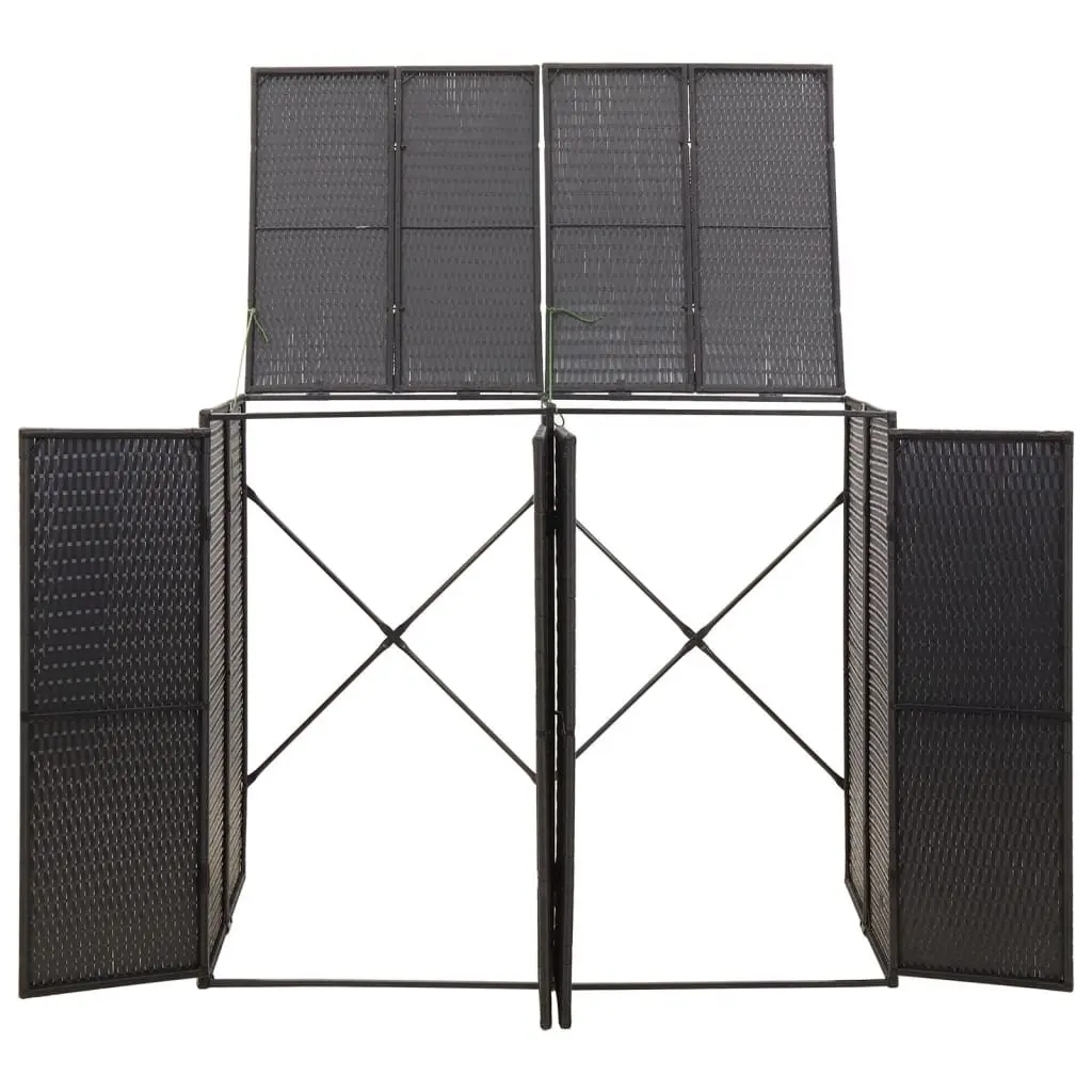 Double Wheelie Bin Shed Garden Storage Outdoor Waste Black Poly Rattan