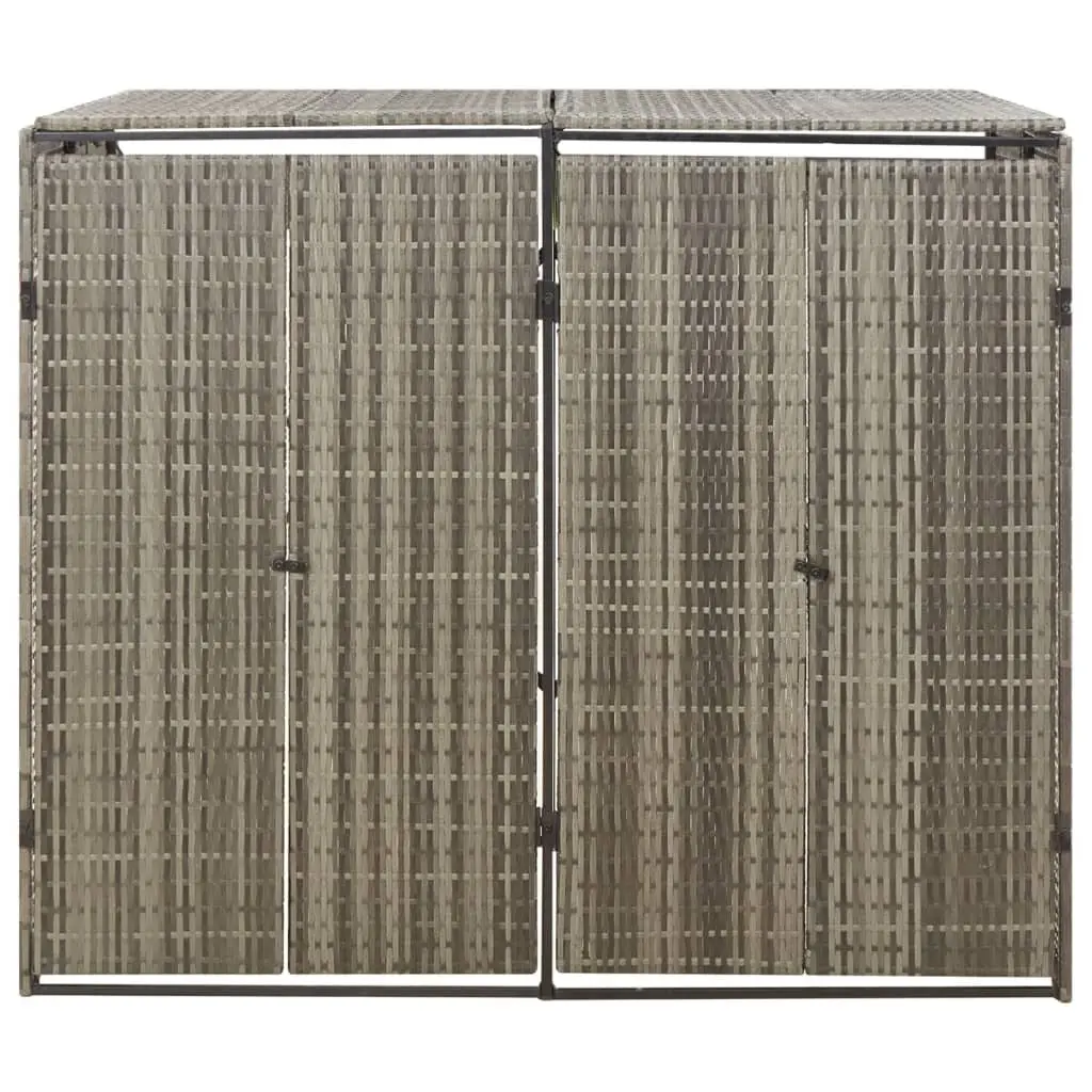 Double Wheelie Bin Shed Garden Waste Container Enclosure 140 x 80 x 117 cm Grey