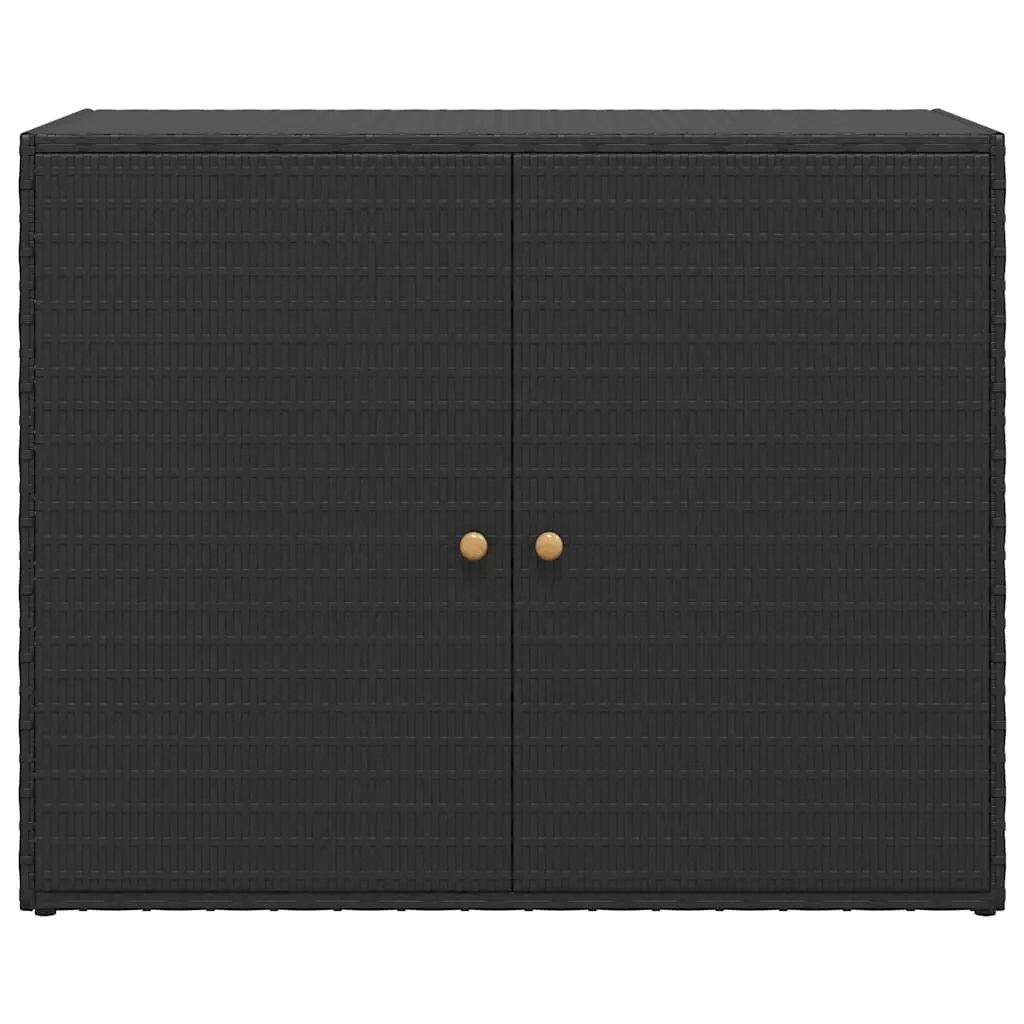 Garden Storage Cabinet Outdoor Tool Chest 100 x 55.5 x 80 cm Black Poly Rattan Waterproof