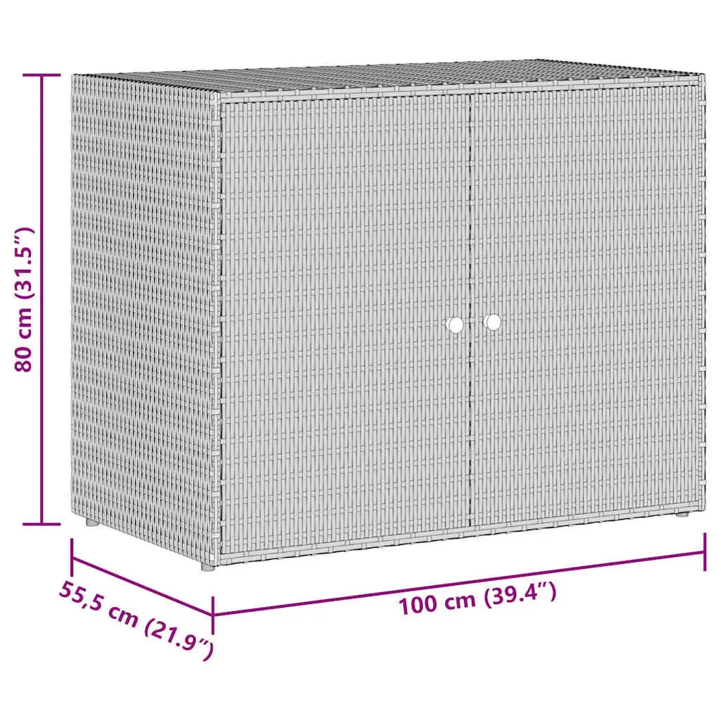 Garden Storage Cabinet Outdoor Tool Chest 100 x 55.5 x 80 cm Black Poly Rattan Waterproof
