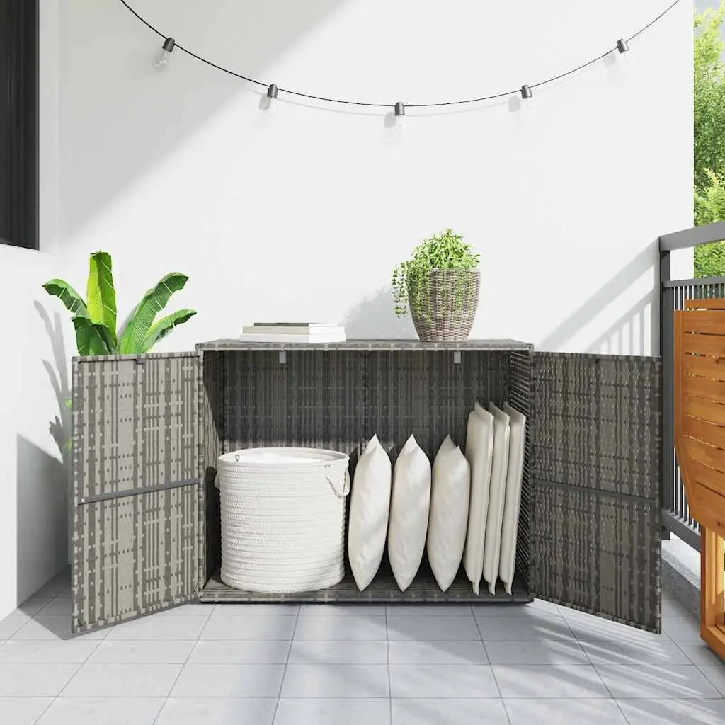 Garden Storage Cabinet Outdoor Tool Chest 100x55.5x80cm Grey Poly Rattan