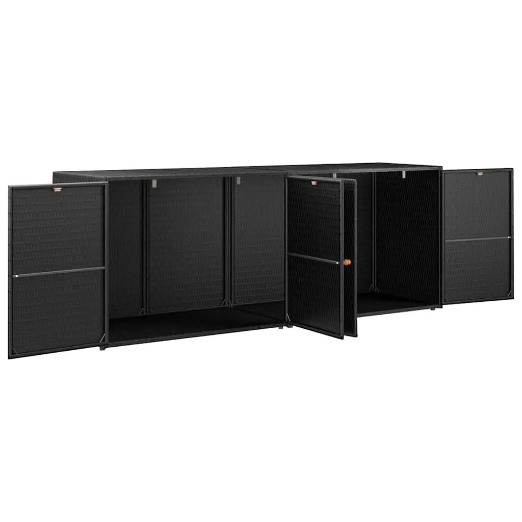 Garden Storage Cabinet Outdoor Tool Chest 198x55.5x80cm Black Poly Rattan