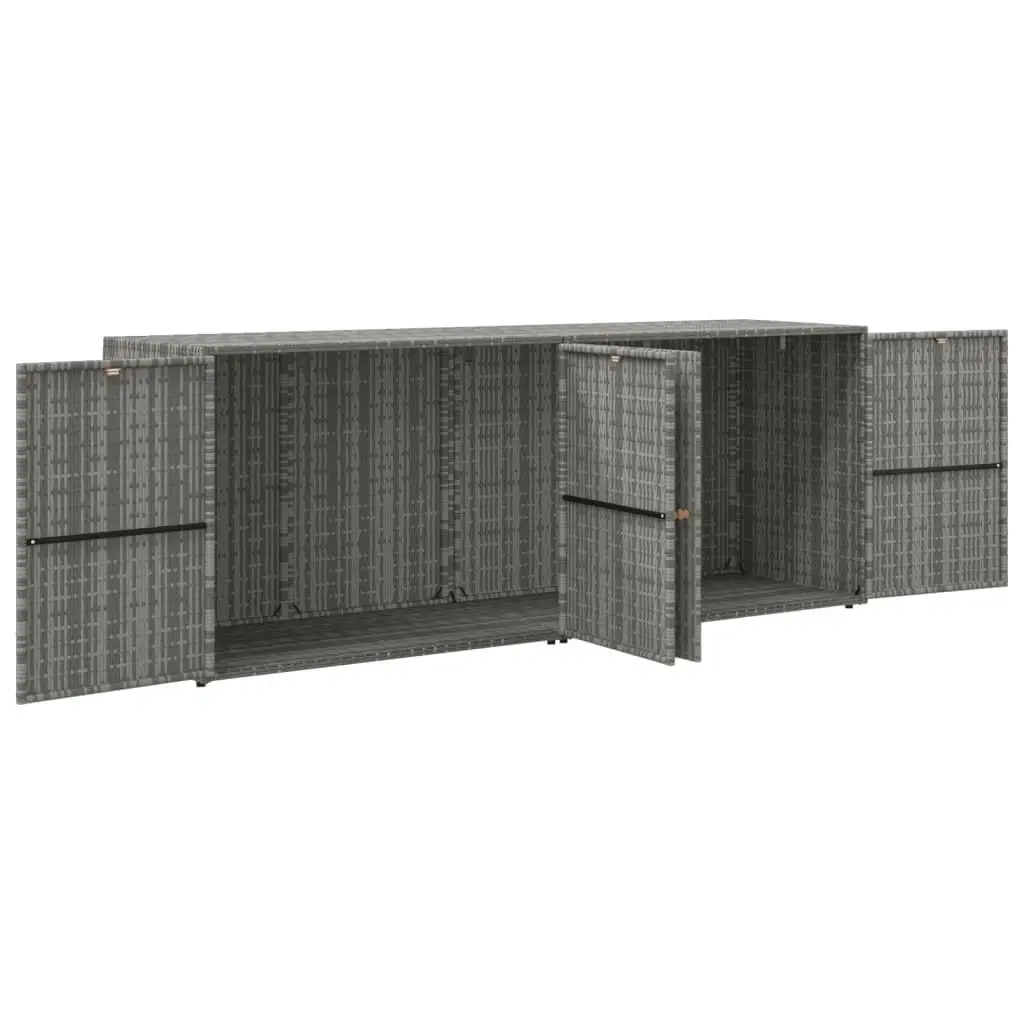 Garden Storage Cabinet Outdoor Tool Chest 198cm x 55.5cm x 80cm Grey Poly Rattan