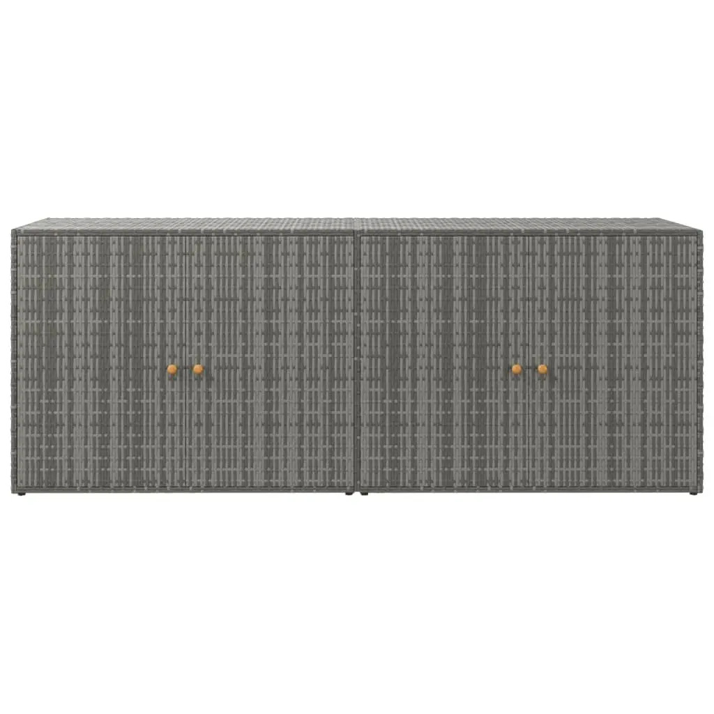 Garden Storage Cabinet Outdoor Tool Chest 198cm x 55.5cm x 80cm Grey Poly Rattan