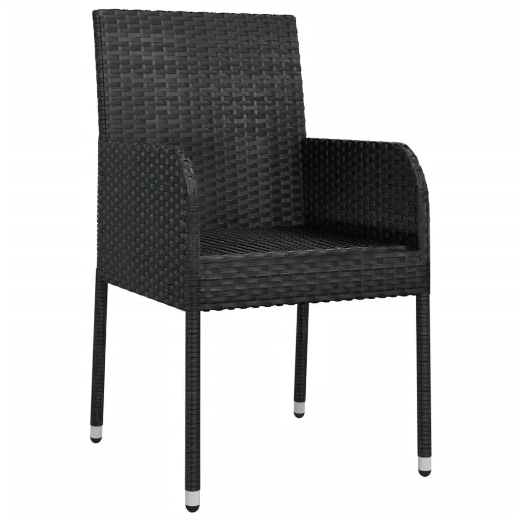 Black Garden Chairs Set with Cushions