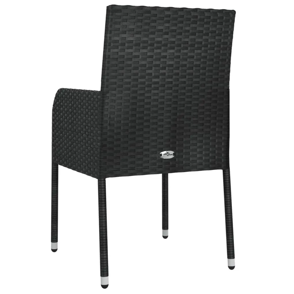 Black Garden Chairs Set with Cushions