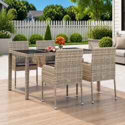 Quality 4-Piece Outdoor Chair Set with Cushions in Grey
