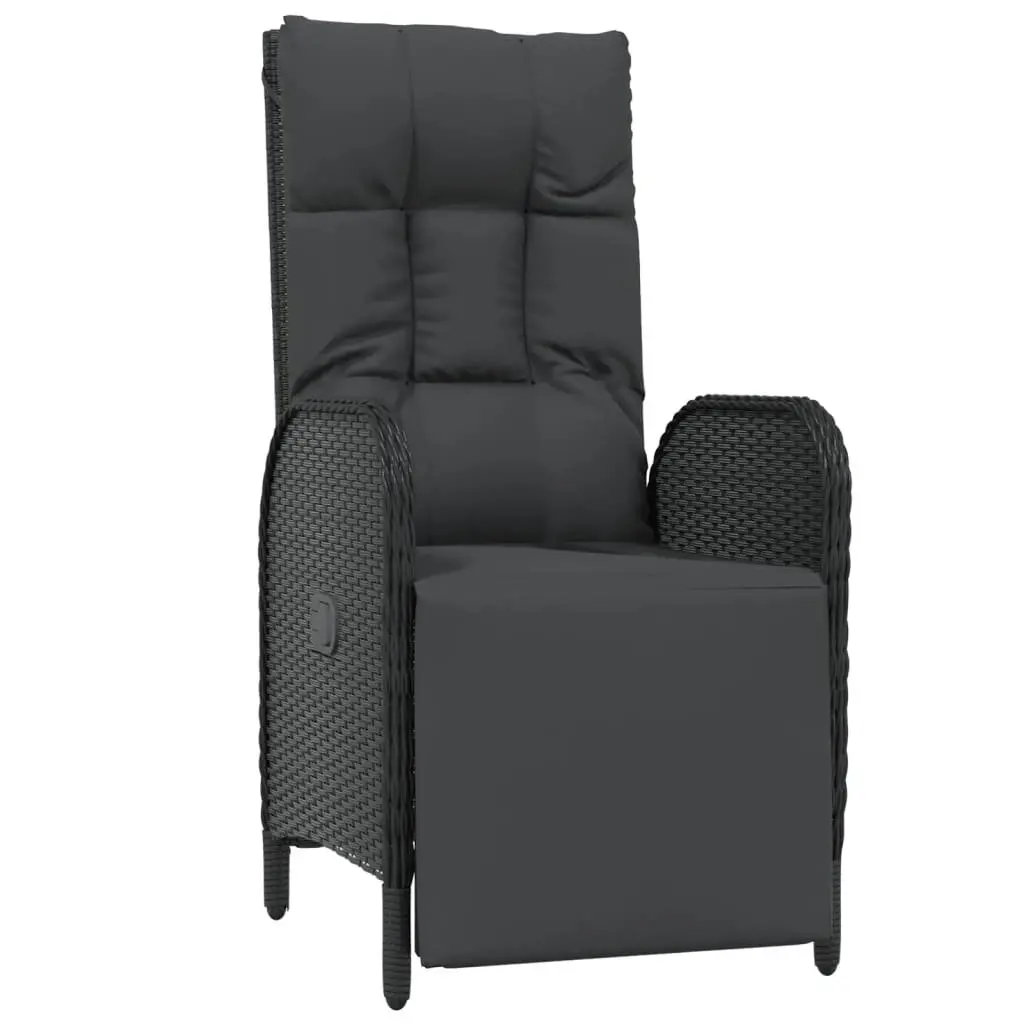 Outdoor Reclining Chairs Garden Seating 2 Piece Adjustable Backrest Footrest Black