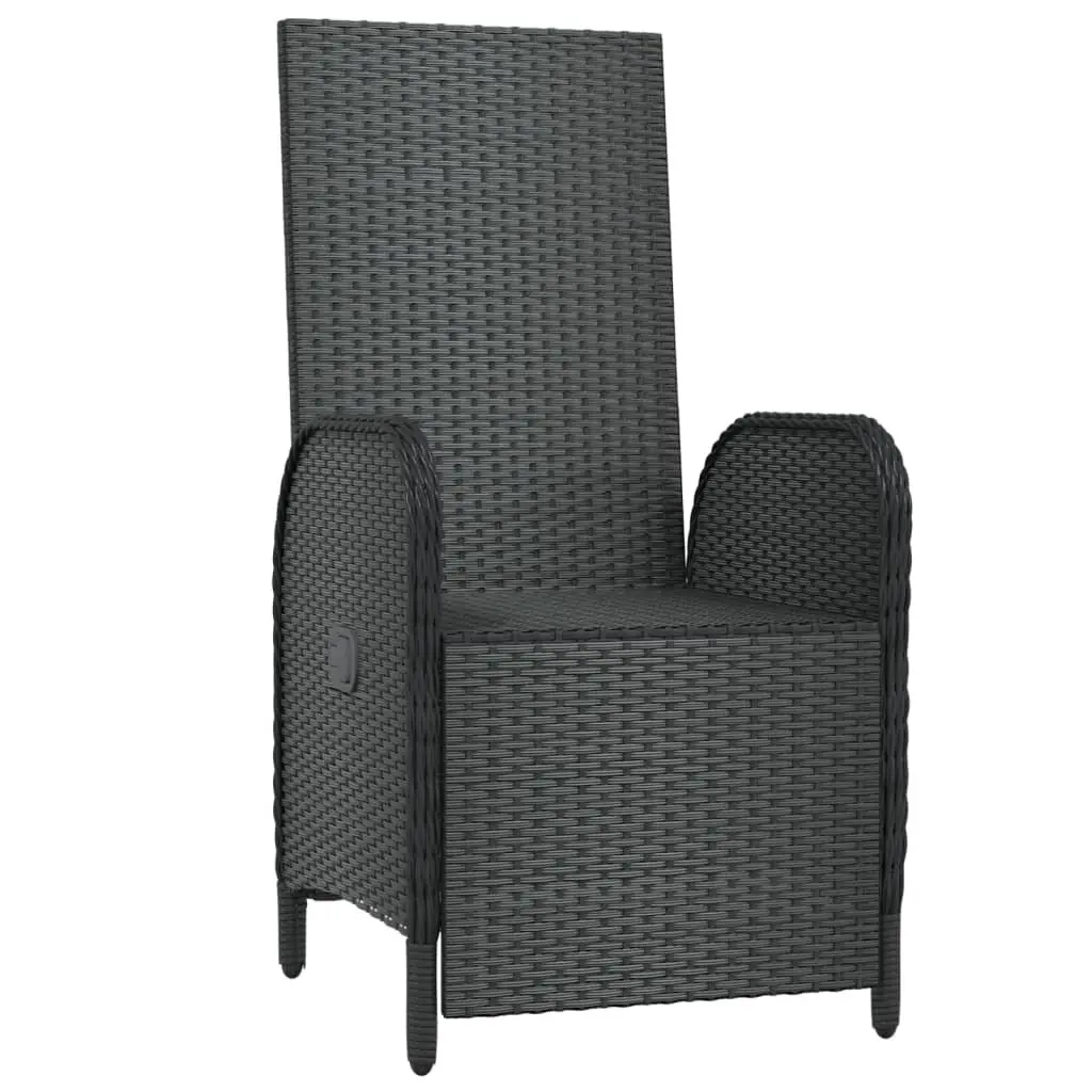 Outdoor Reclining Chairs Garden Seating 2 Piece Adjustable Backrest Footrest Black