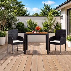 Durable Outdoor Table with Acacia Wood and Rattan