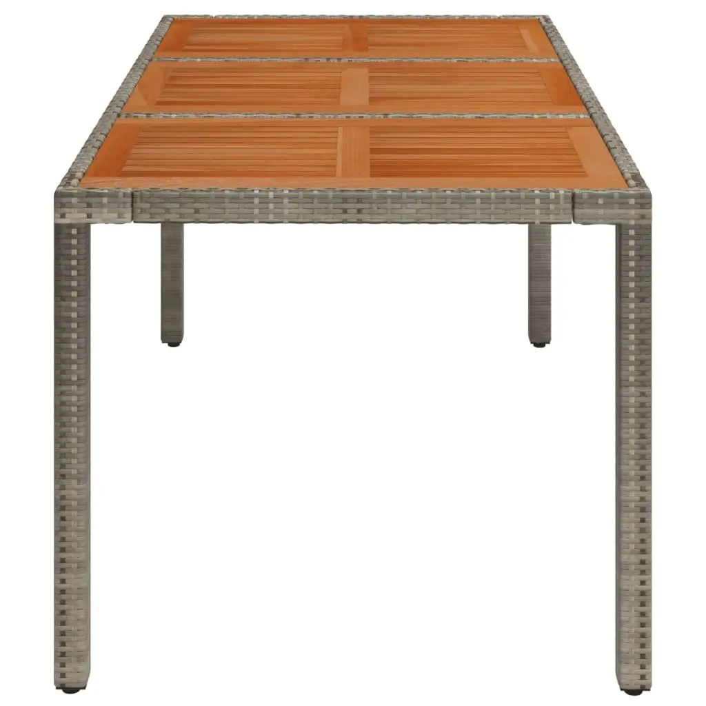 Garden Table Outdoor Patio Furniture 150x90x75cm Grey Wooden Top Poly Rattan