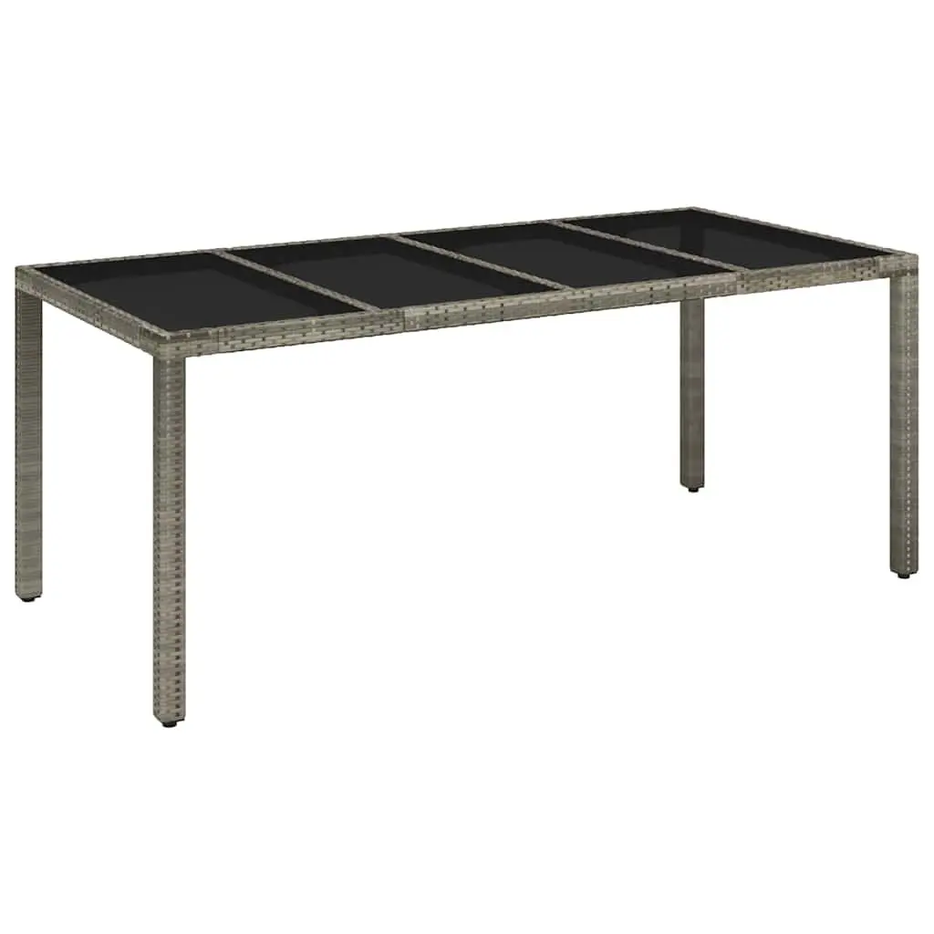 Garden Table Glass Top Outdoor Patio Furniture Poly Rattan Grey 190x90x75cm