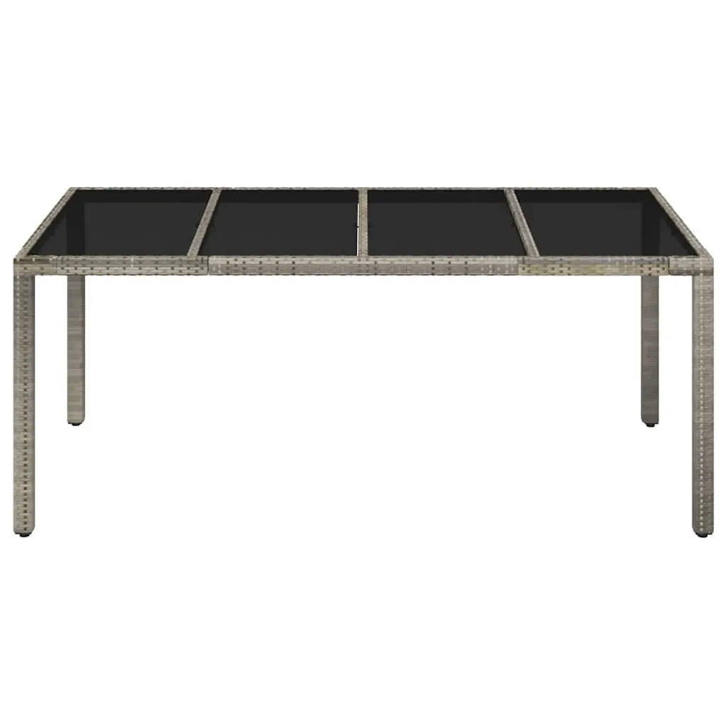 Garden Table Glass Top Outdoor Patio Furniture Poly Rattan Grey 190x90x75cm