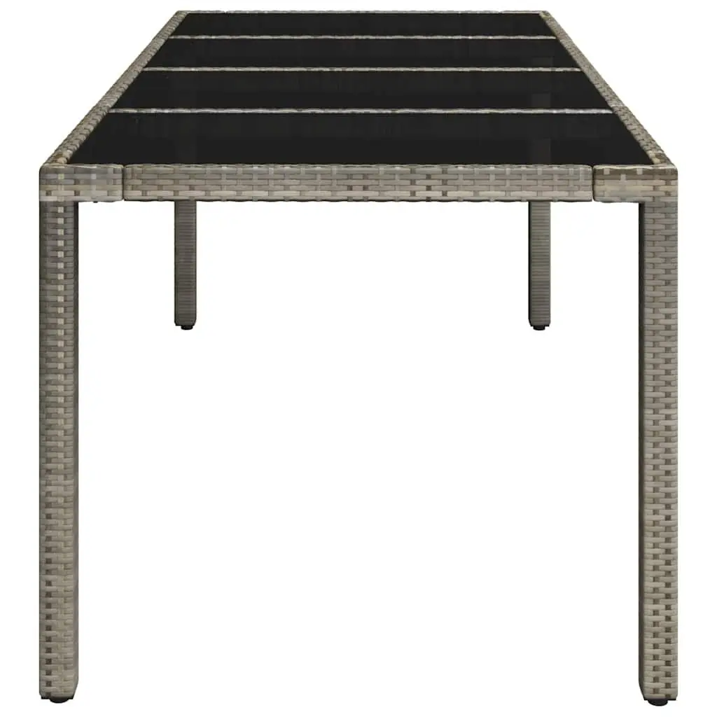 Garden Table Glass Top Outdoor Patio Furniture Poly Rattan Grey 190x90x75cm