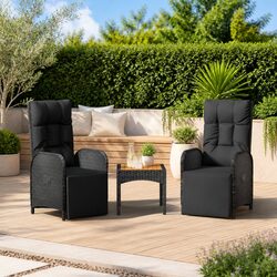 Reliable Black Reclining Chairs with Table for Outdoor Use