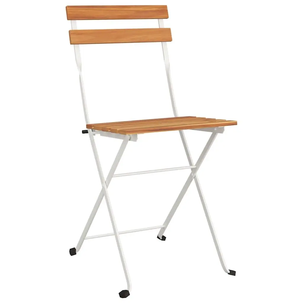 Folding Bistro Chairs 4 pcs Outdoor Garden Seating Acacia Wood Steel Frame